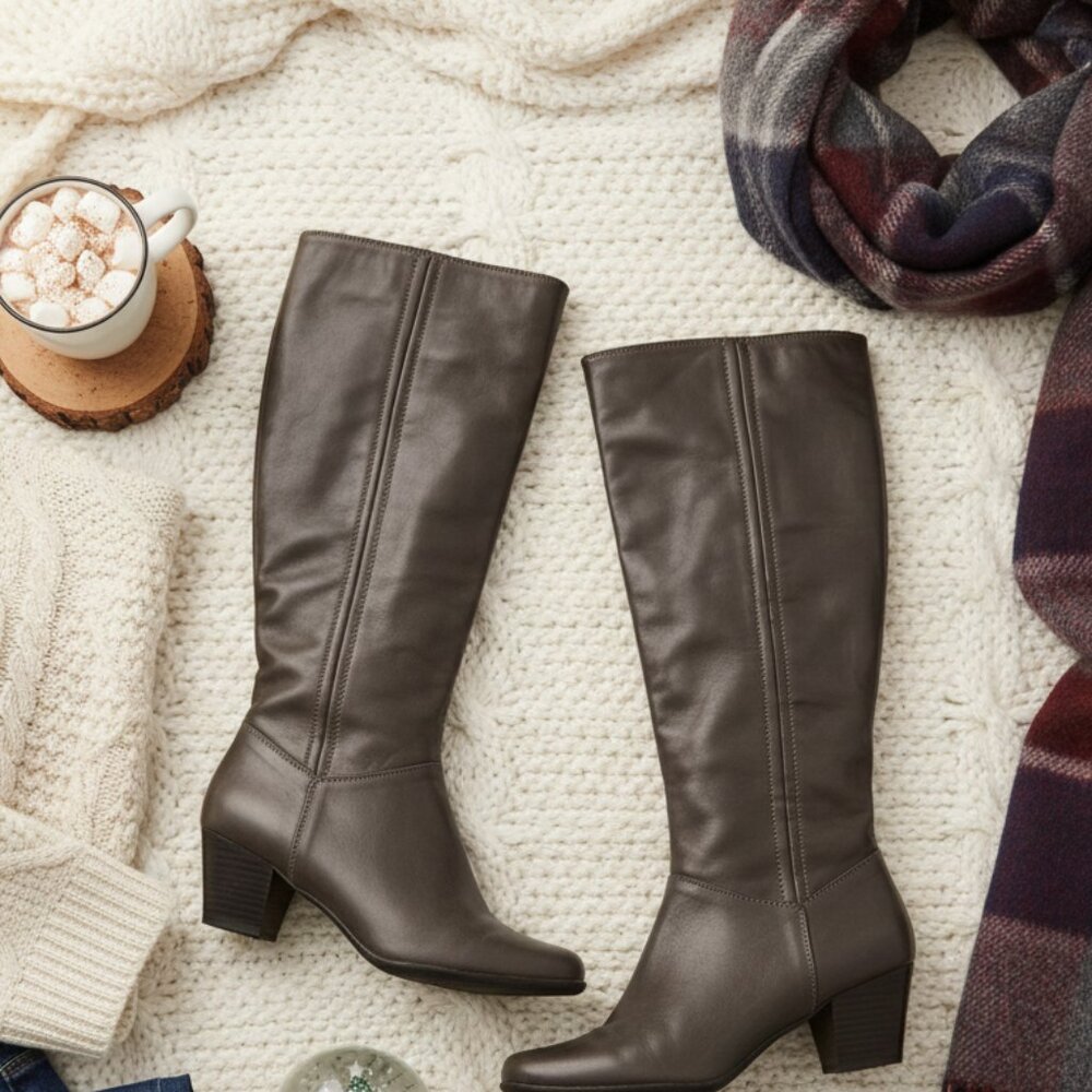 Myers Gray Faux Leather Tall Boots